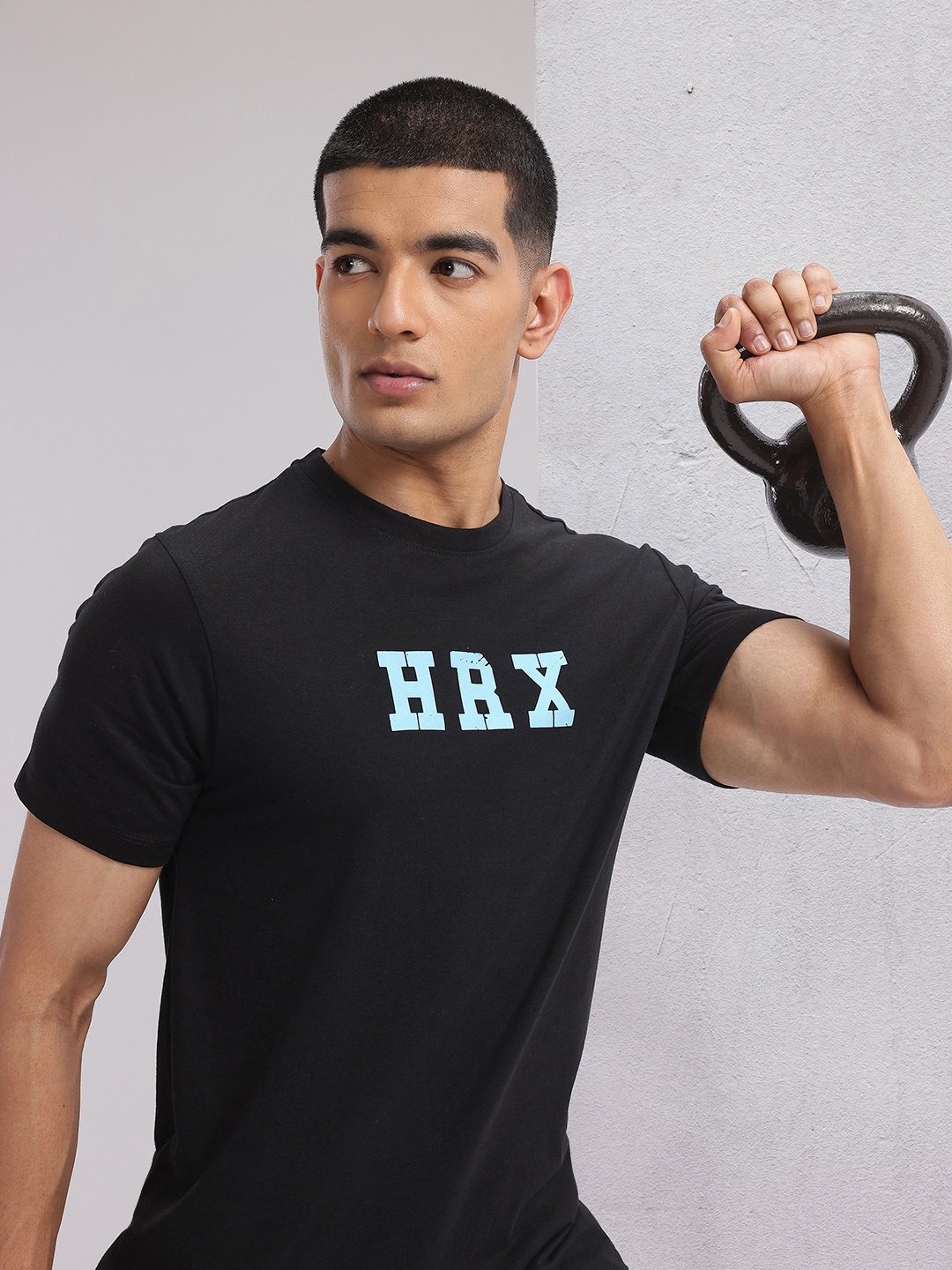 

HRX by Hrithik Roshan Brand Logo Printed Training T-shirt, Black