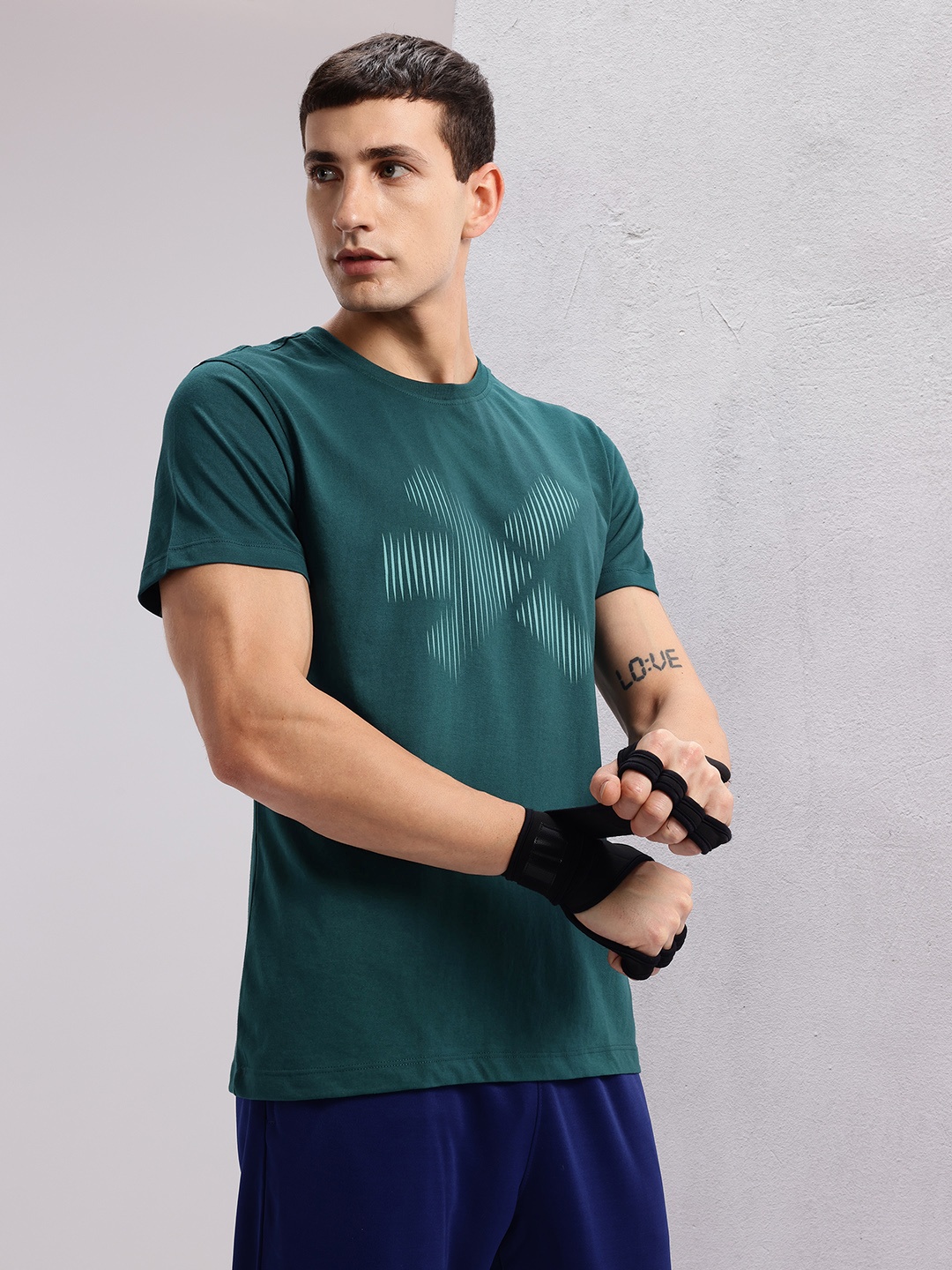 

HRX by Hrithik Roshan Brand Logo Printed Training T-shirt, Green