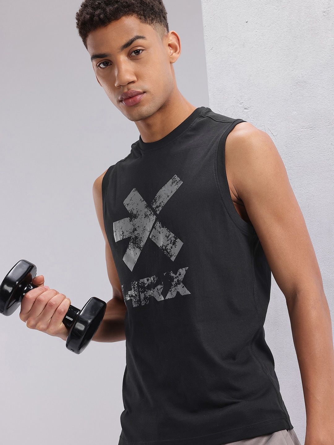 

HRX by Hrithik Roshan Brand Logo Printed Training T-shirt, Charcoal