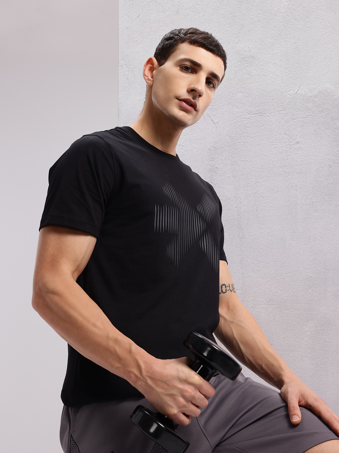 

HRX by Hrithik Roshan Brand Logo Printed Training T-shirt, Black