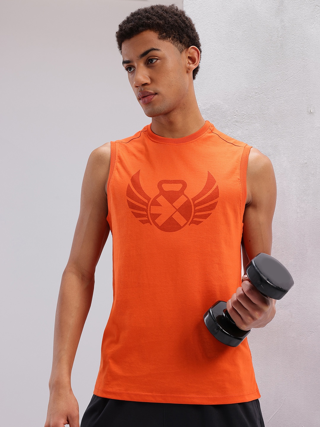 

HRX by Hrithik Roshan Brand Logo Printed Training T-shirt, Orange