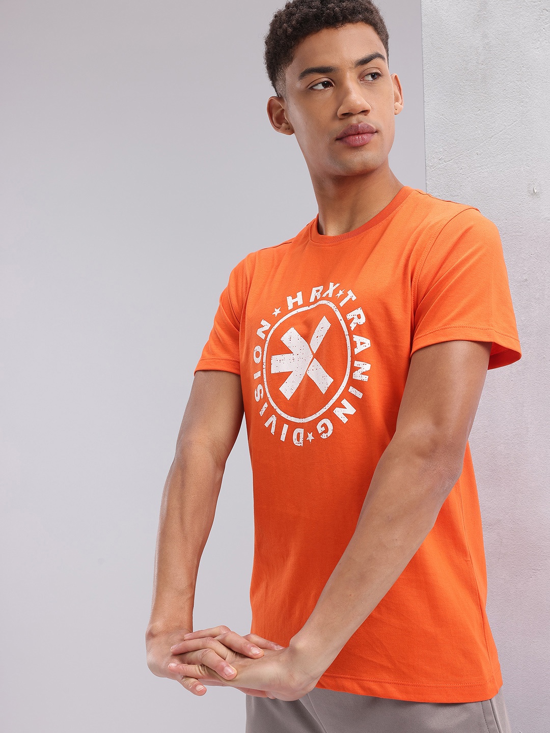 

HRX by Hrithik Roshan Brand Logo Printed Training T-shirt, Orange