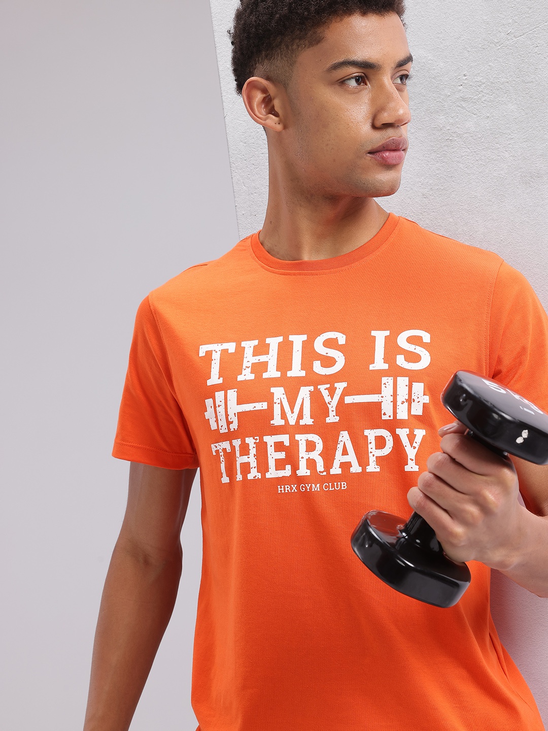 

HRX by Hrithik Roshan Men Typography Printed Training T-shirt, Orange