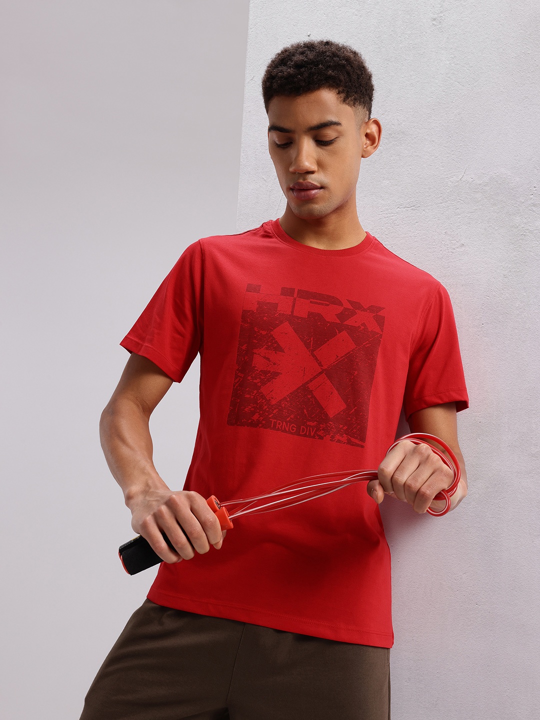 

HRX by Hrithik Roshan Men Brand Logo Printed T-shirt, Red