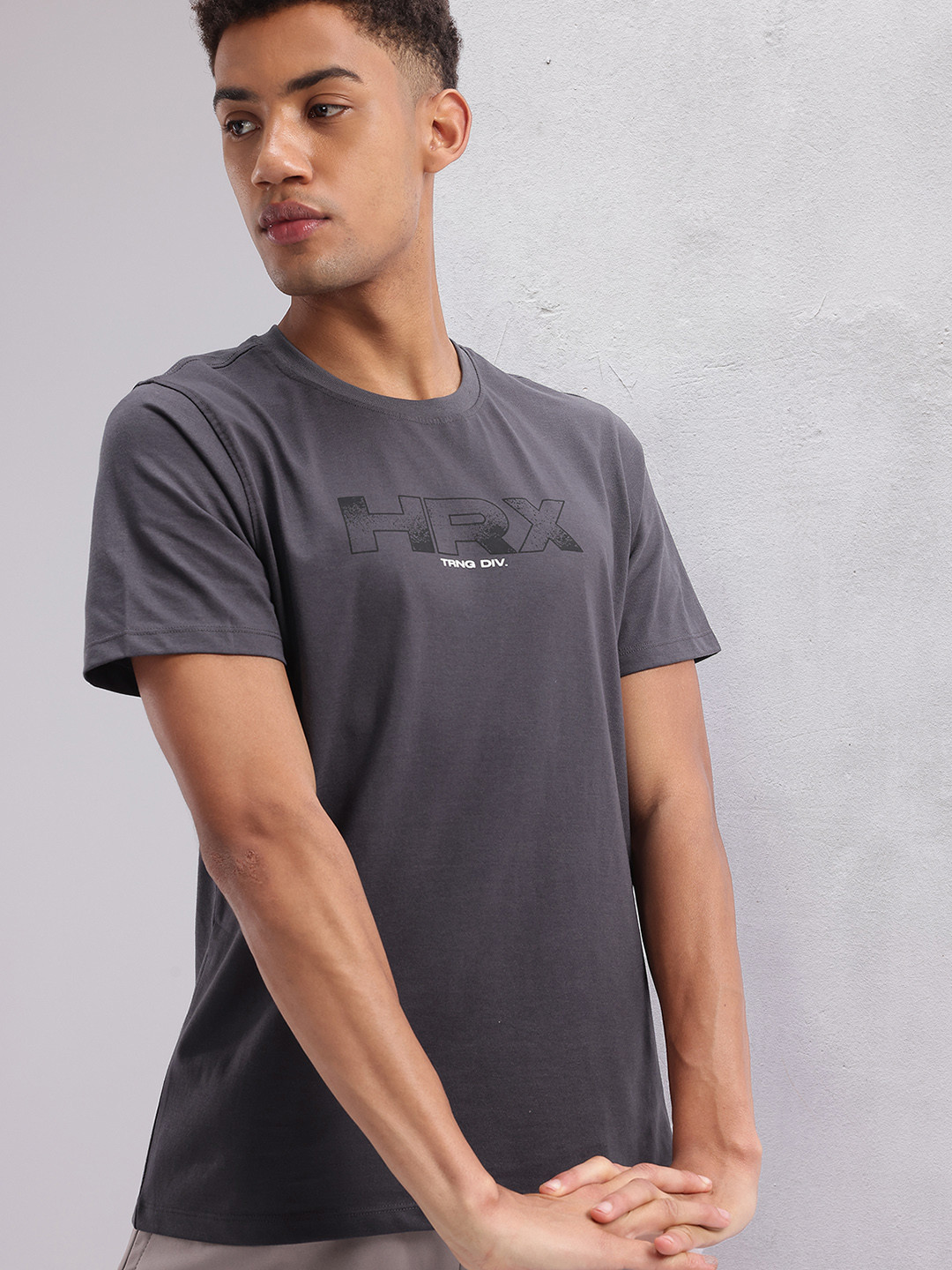 

HRX by Hrithik Roshan Men Typography Printed Training T-shirt, Grey
