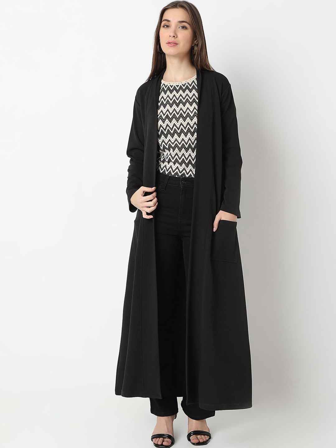 

Smarty Pants Women Shawl Collar Solid Cotton Casual Lightweight Tailored Jacket, Black