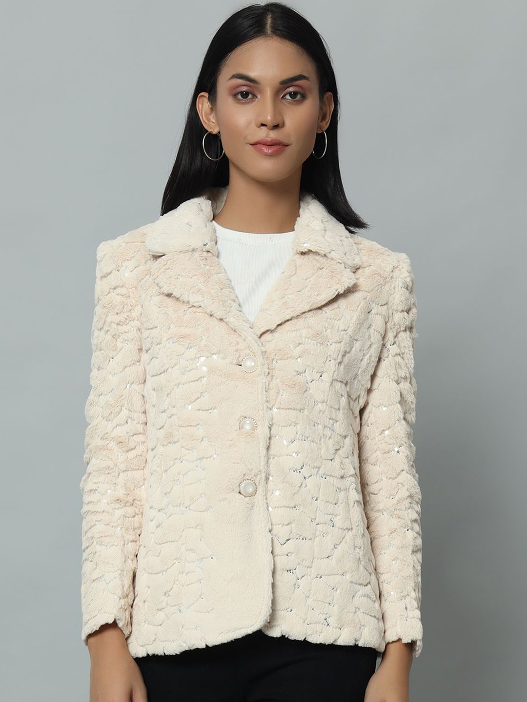 

Yung Gun Women Embroidered Overcoat, Off white