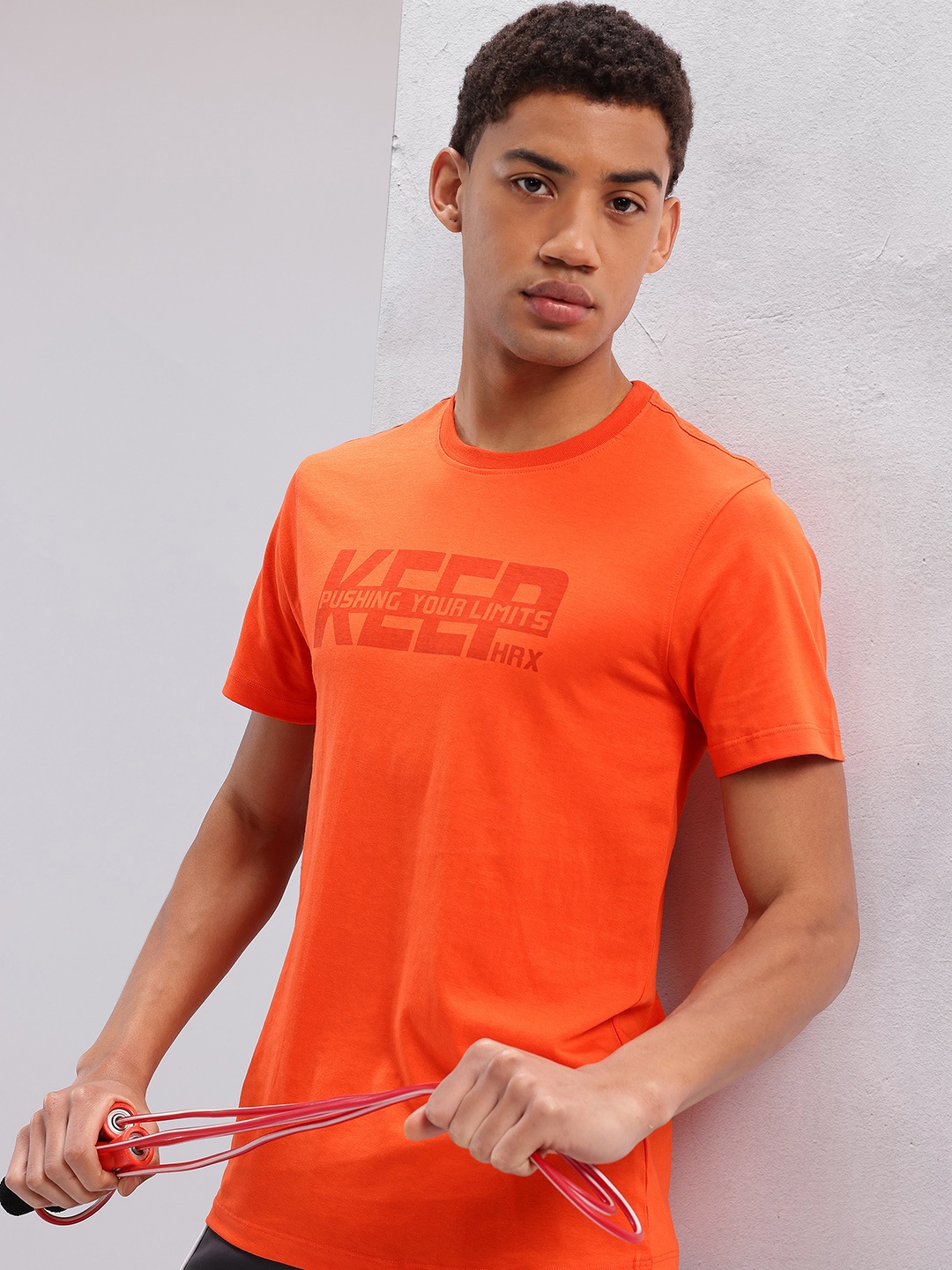 

HRX by Hrithik Roshan Men Typography Printed Training T-shirt, Orange