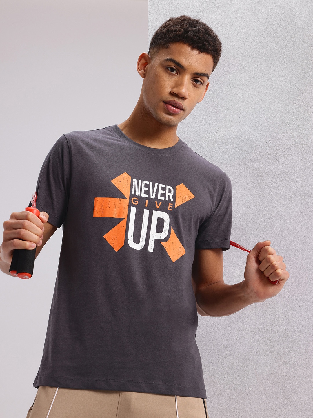 

HRX by Hrithik Roshan Men Typography Printed T-shirt, Charcoal