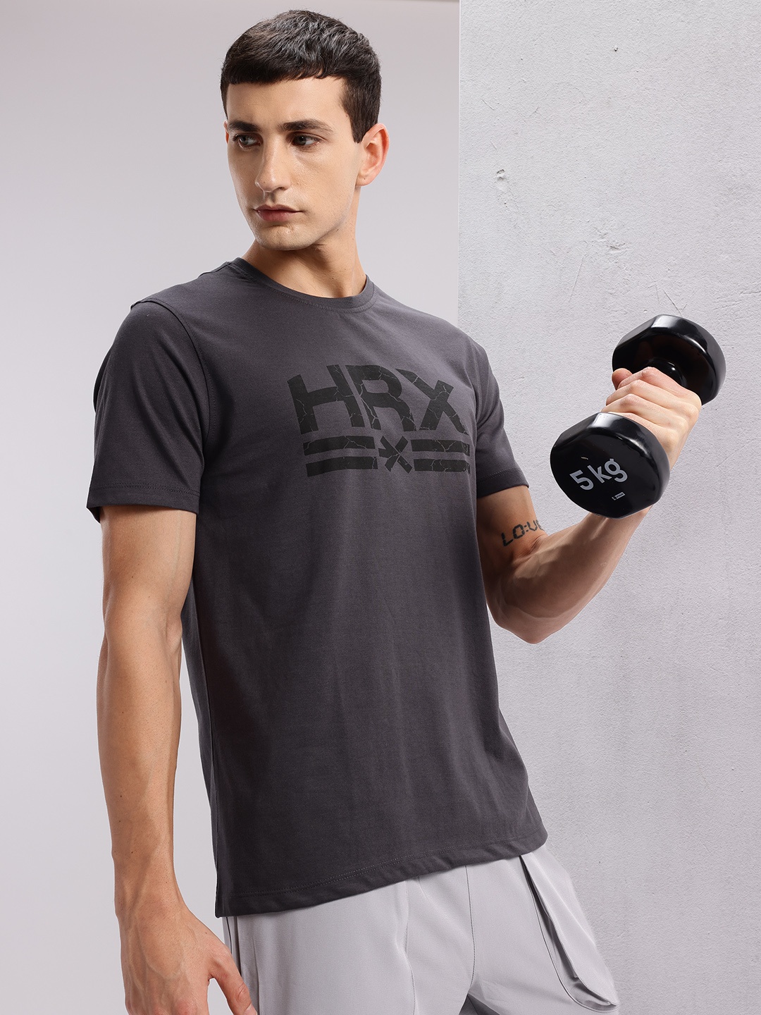 

HRX by Hrithik Roshan Printed Training T-shirt, Charcoal