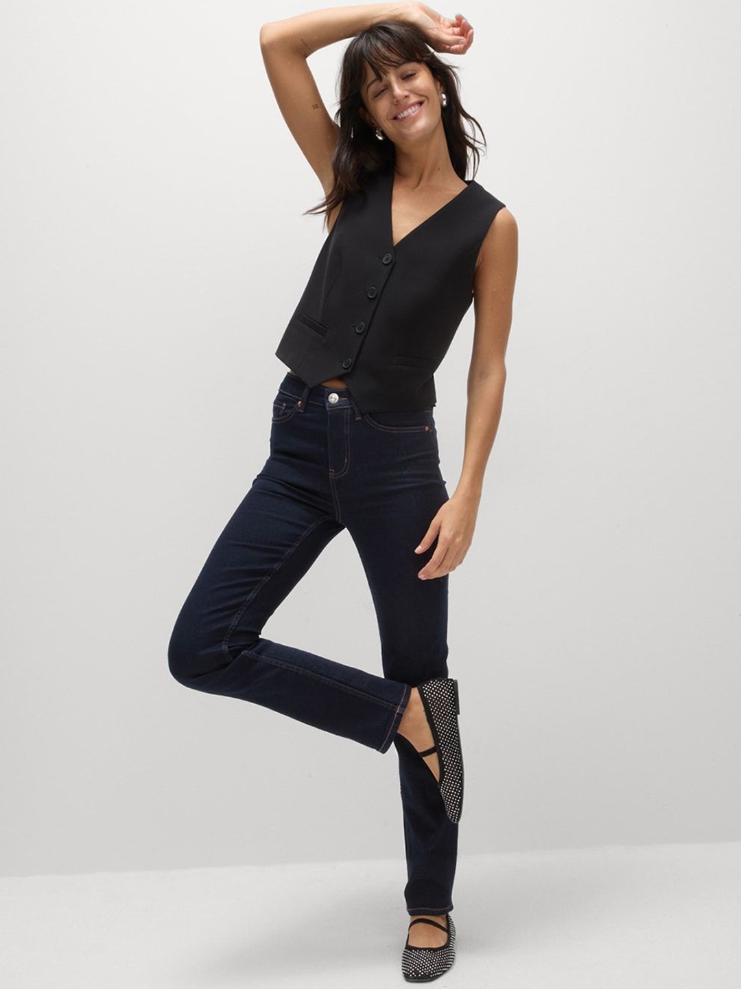 

Marks & Spencer Women Straight Fit High-Rise Cotton Jeans, Blue