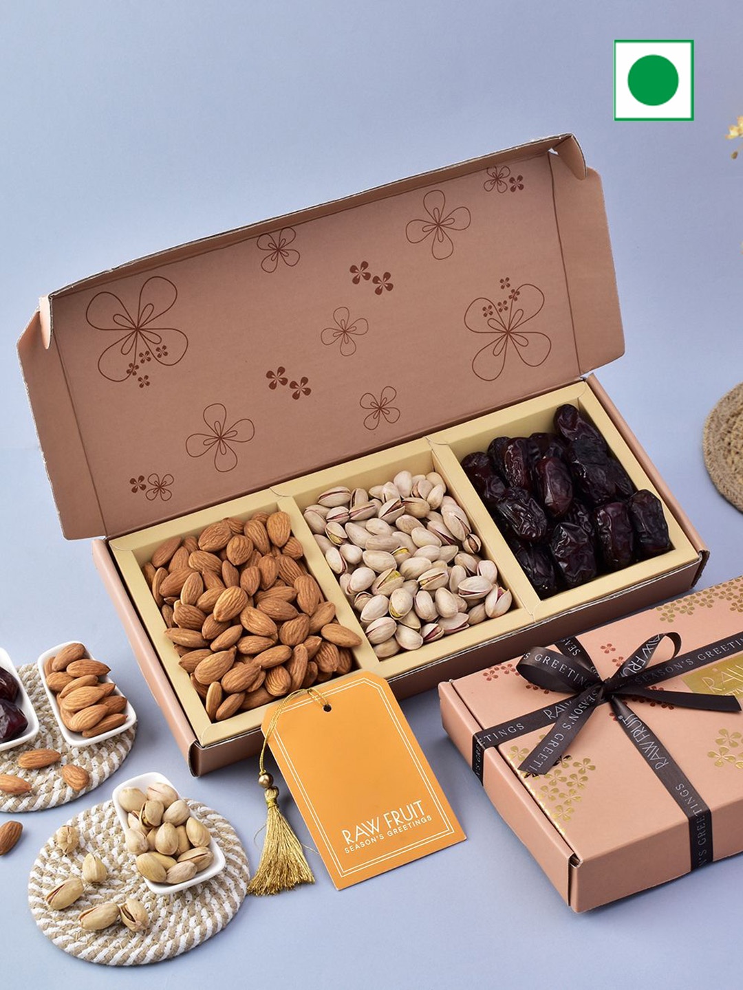 

RawFruit Pack of 3 Dry Fruit Box, Brown