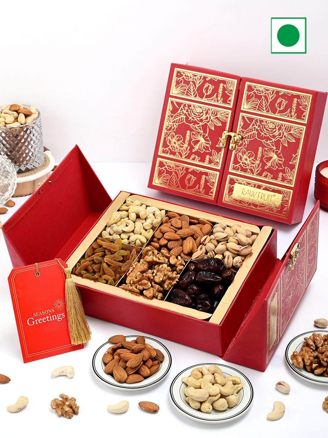 

RawFruit 6 Pcs Dry Fruits Gift Pack For Every Occasion, Red