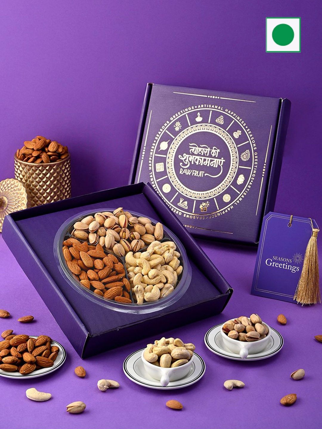 

RawFruit 3 Pcs Dry Fruits Gift Box, Purple