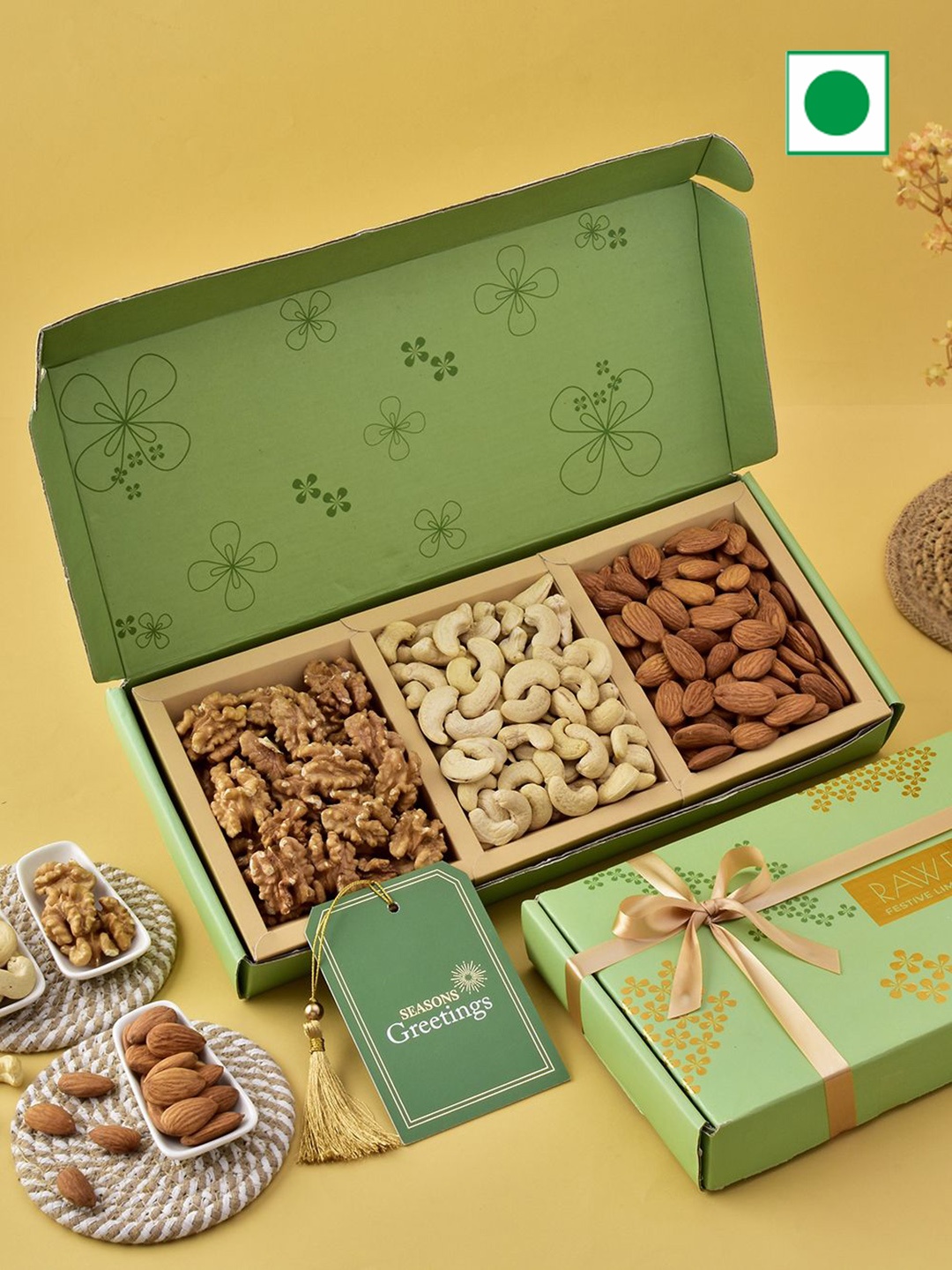 

RawFruit 3 Pcs Dry Fruit Box, Green