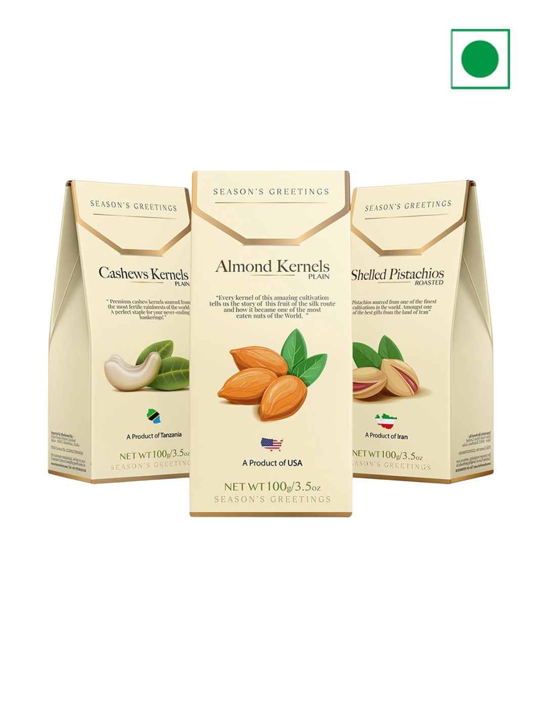 

RawFruit 3 Pcs Assorted Dry Fruits Gift Pack, Cream