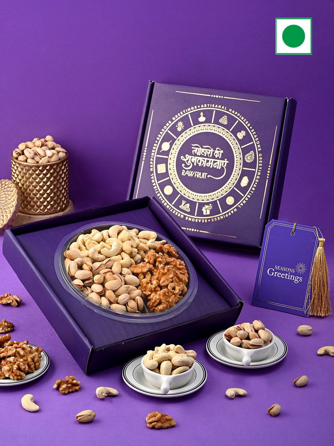 

RawFruit Pack Of 3 Assorted Dry Fruits Gift Box, Purple