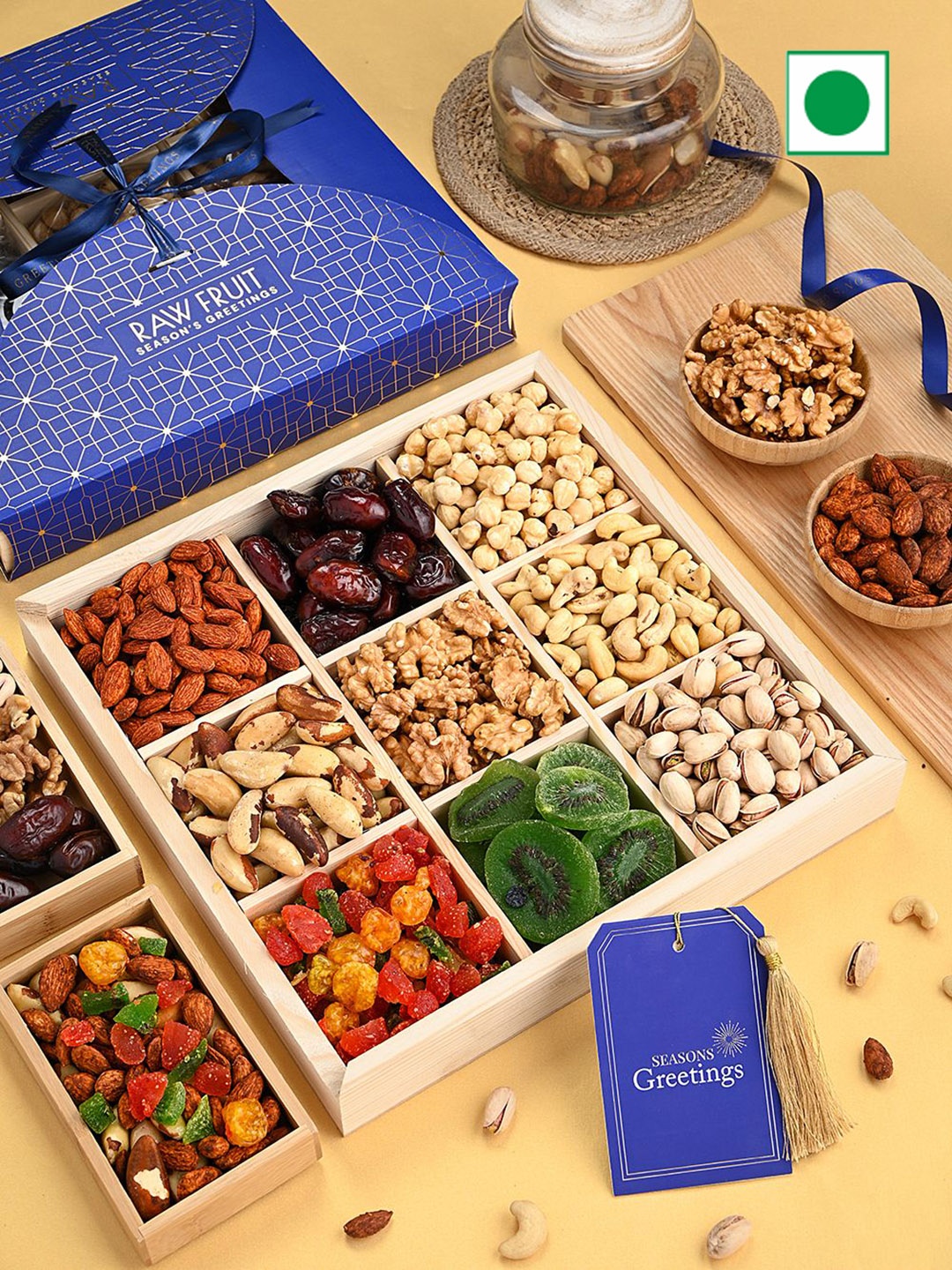 

RawFruit Celebration Pack Of 9 Pcs Premium Dry Fruits- 1650 g, Blue