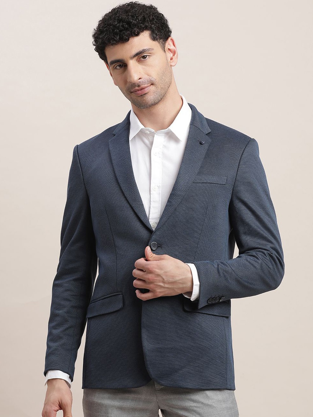 

Turtle Single-breasted Casual Blazer, Navy blue