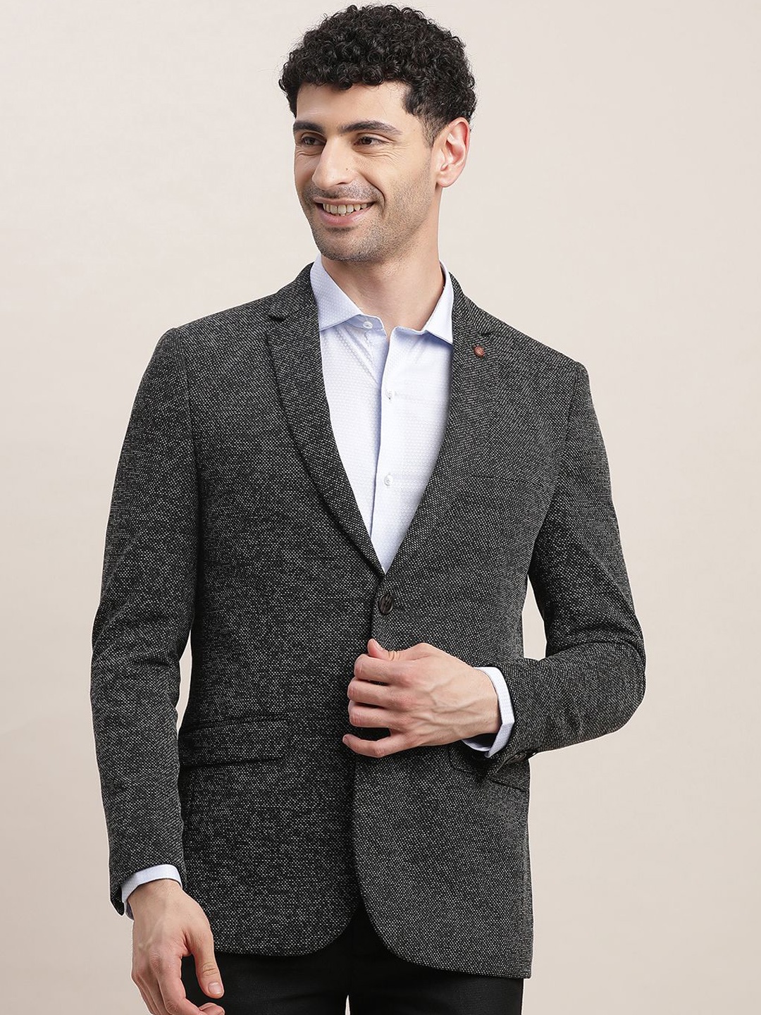 

Turtle Single-Breasted Casual Blazer, Charcoal