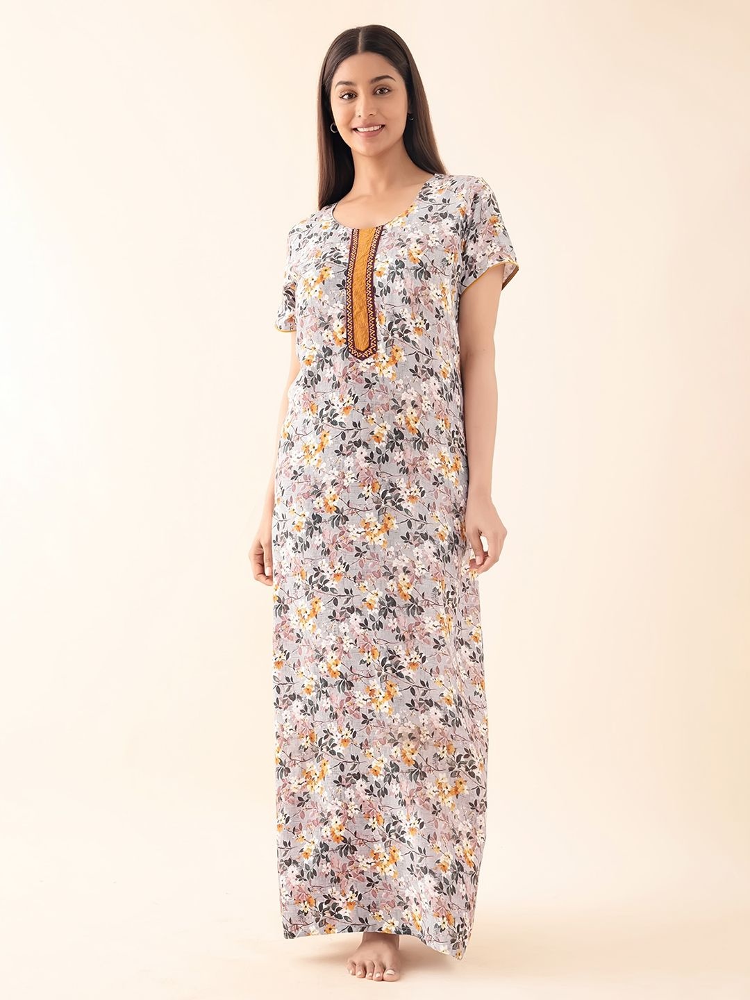 

Maybell Women Printed Maxi Nightdress, Purple