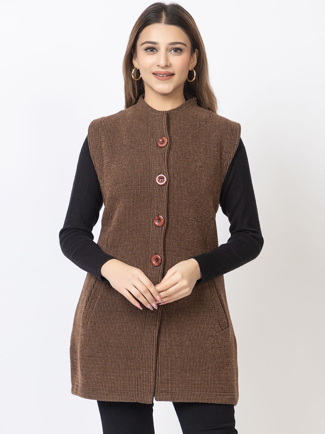 

TWENTY ME Acrylic Sleeveless Sweater Vest, Brown