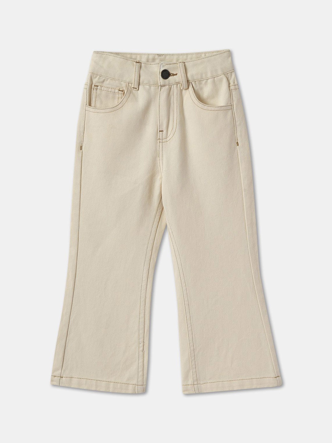 

R&B Girls Mid-Rise Regular Fit Trousers, Beige