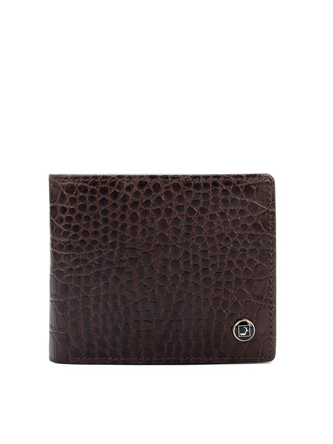 

Da Milano Men Textured Leather Two Fold Wallet, Brown