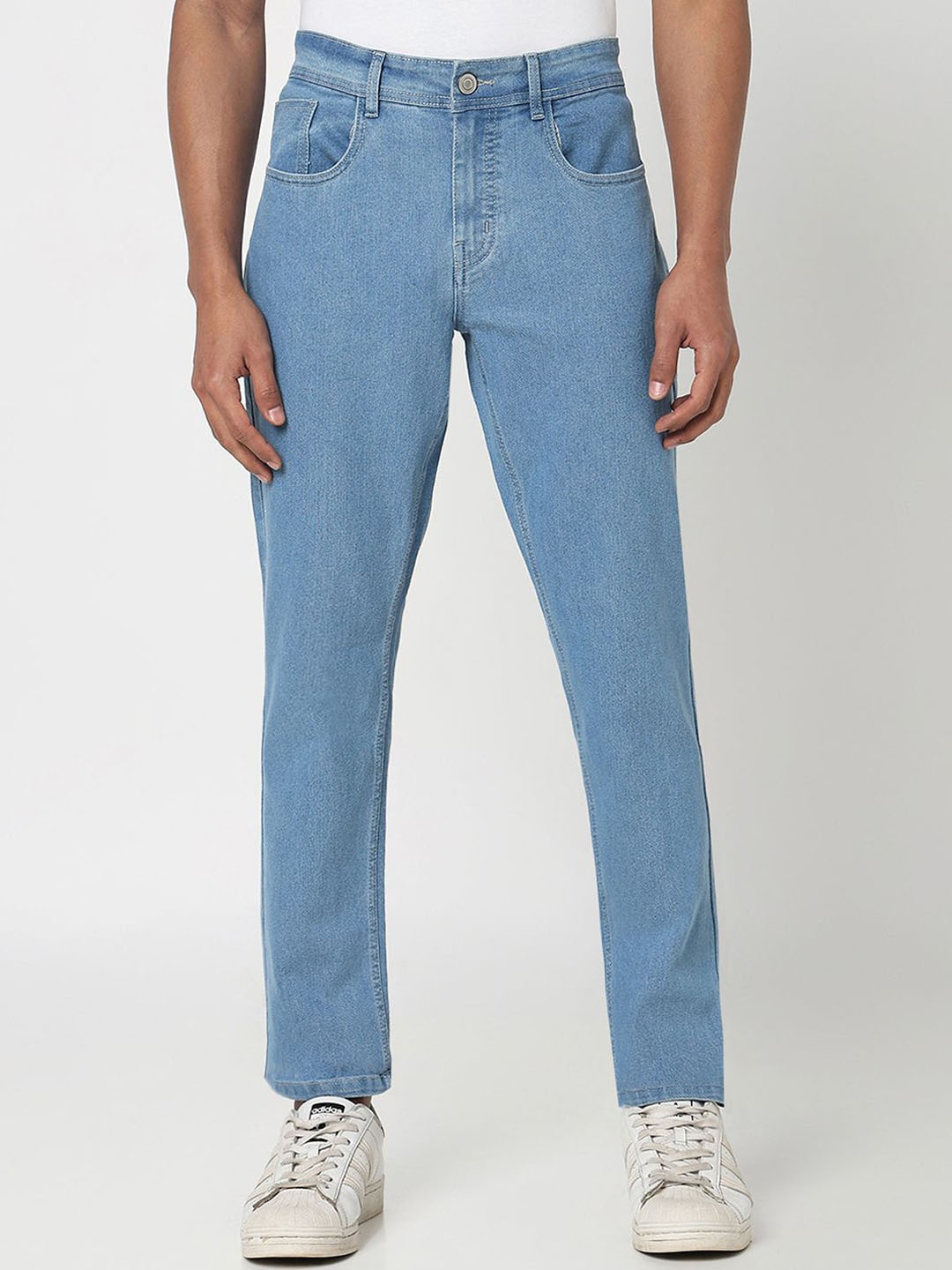 

R&B Men Cotton Regular Fit Slash Knee Jeans, Blue