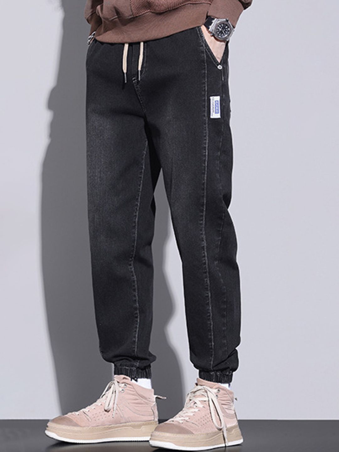 

StyleCast Men Jogger Light Fade Jeans, Black