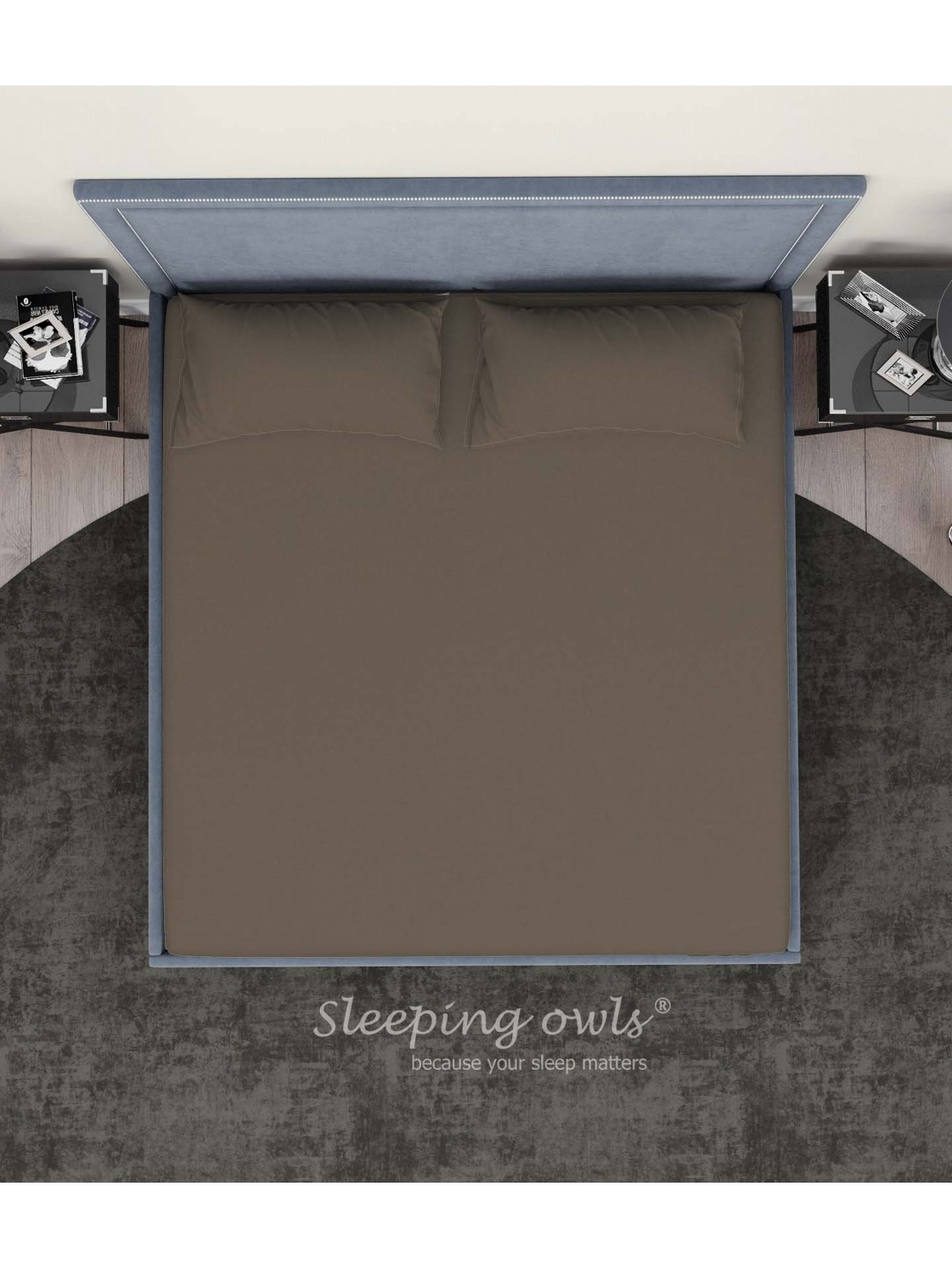 

Sleeping Owls- because your sleep matters Khaki 300 TC King Bedsheet with 2 Pillow Covers