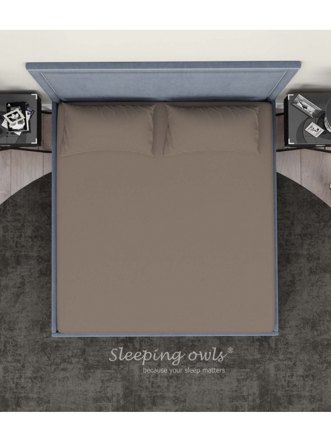 

Sleeping Owls- because your sleep matters Camel Brown 300 TC King Bedsheet with 2 Pillow Covers