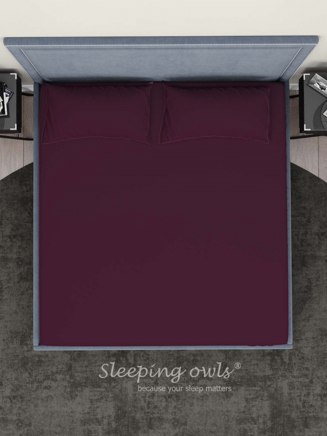 

Sleeping Owls- because your sleep matters Magenta 300 TC King Bedsheet with 2 Pillow Covers