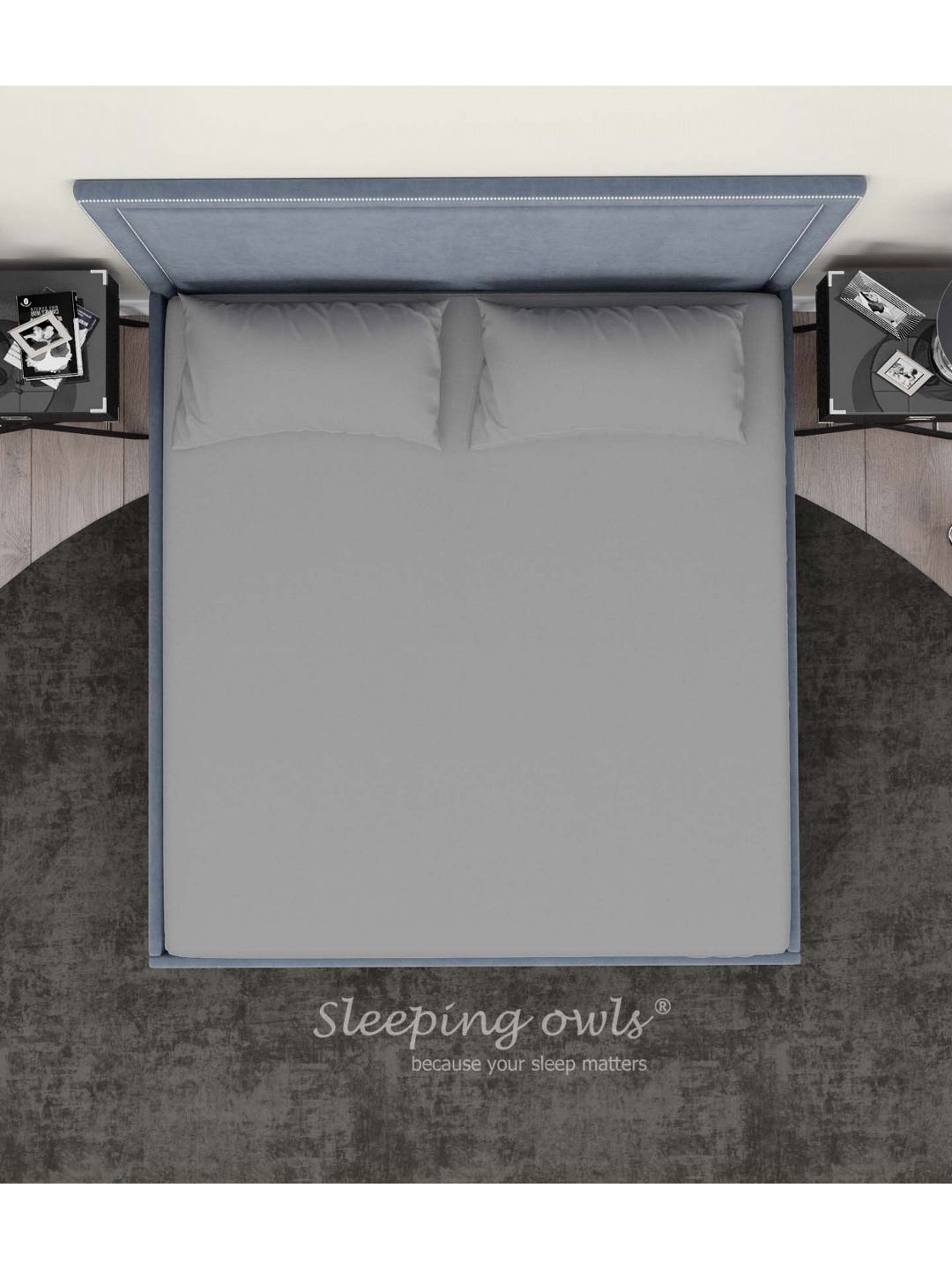 

Sleeping Owls- because your sleep matters Silver-Toned 300 TC King Bedsheet with 2 Pillow Covers