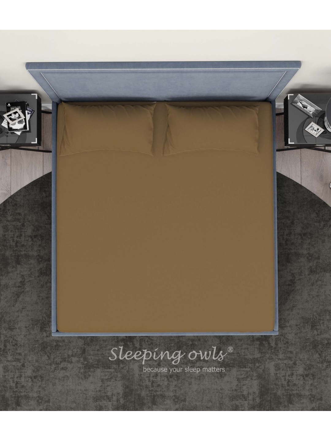 

Sleeping Owls- because your sleep matters Taupe 300 TC King Bedsheet with 2 Pillow Covers