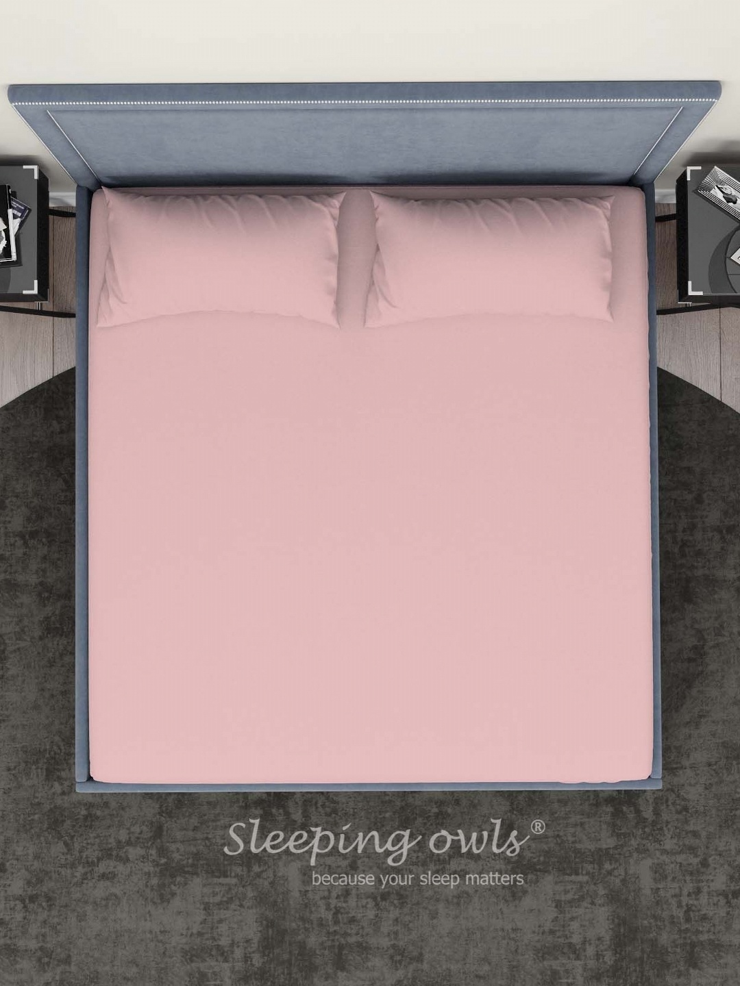 

Sleeping Owls- because your sleep matters Peach-Coloured 300 TC King Bedsheet with 2 Pillow Covers