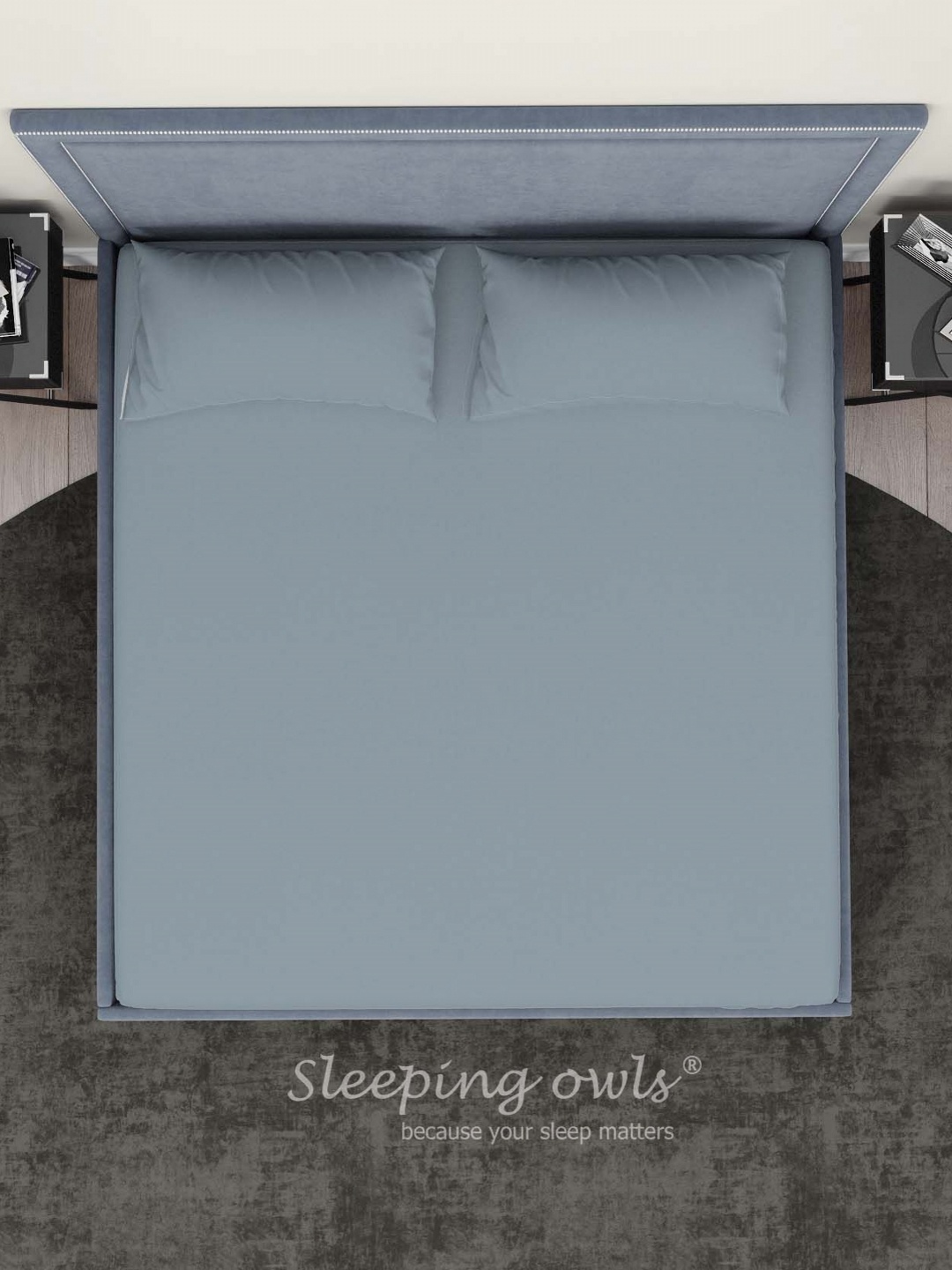 

Sleeping Owls- because your sleep matters Teal 300 TC King Bedsheet with 2 Pillow Covers