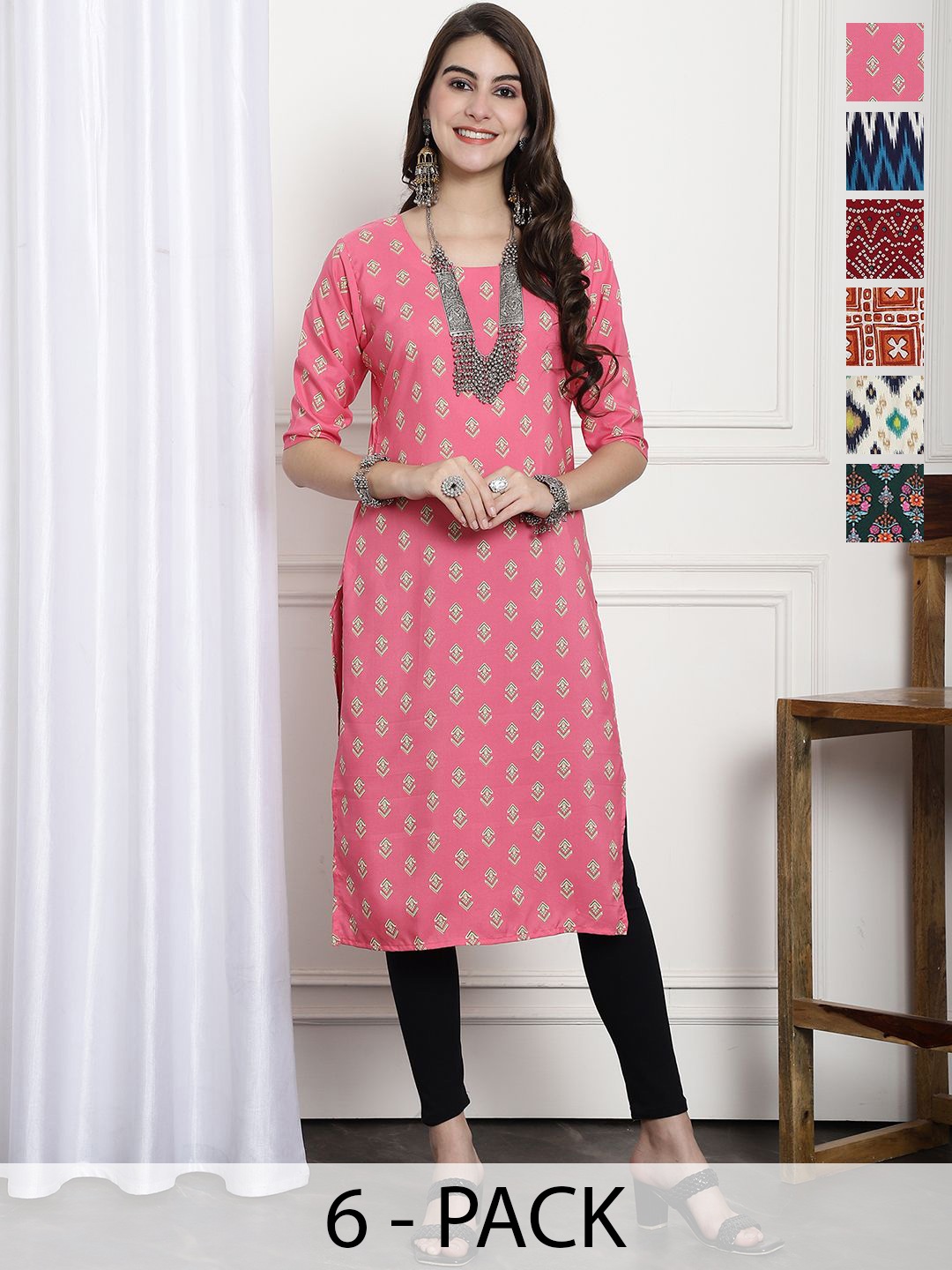 

7Threads Women Ethnic Motifs Printed Floral Crepe Kurta, Multi