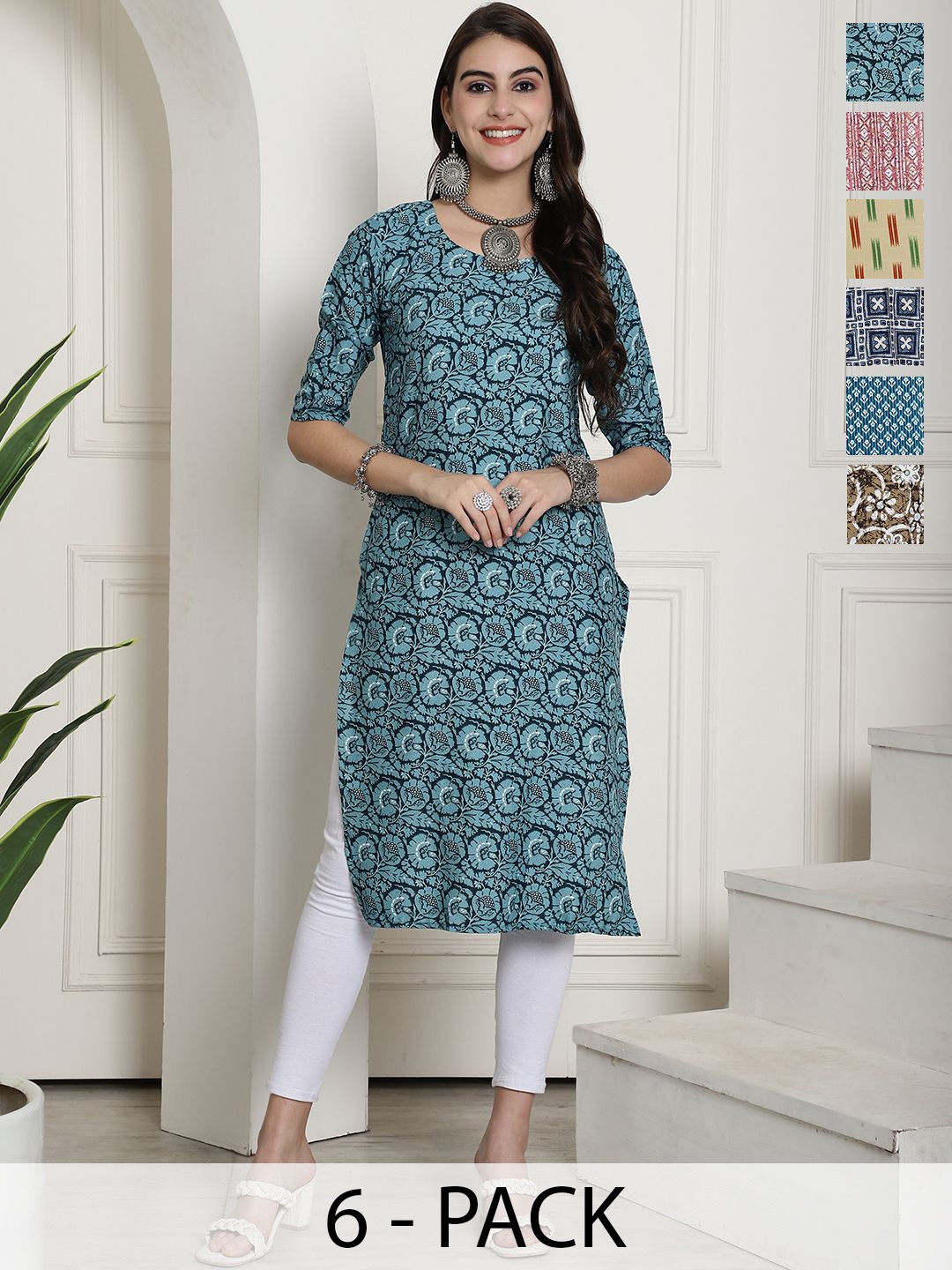 

7Threads Women Ethnic Motifs Printed Floral Crepe Kurta, Multi
