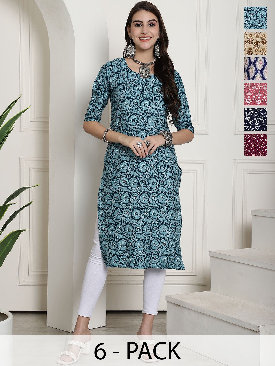 

7Threads Women Ethnic Motifs Printed Floral Crepe Kurta, Multi