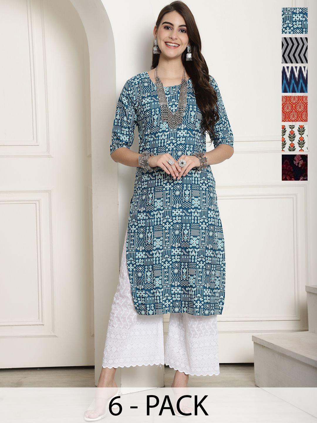 

7Threads Women Ethnic Motifs Printed Floral Crepe Kurta, Multi