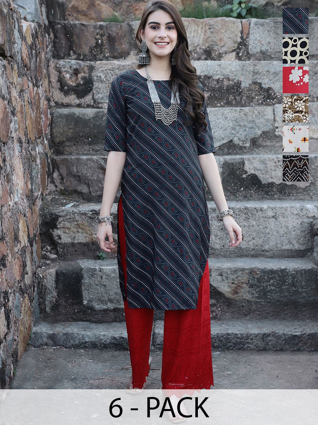 

7Threads Women Ethnic Motifs Printed Floral Crepe Kurta, Multi
