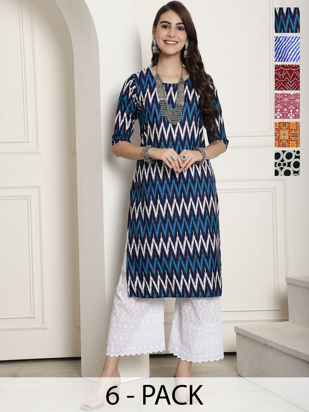 

7Threads Women Ethnic Motifs Printed Floral Crepe Kurta, Multi