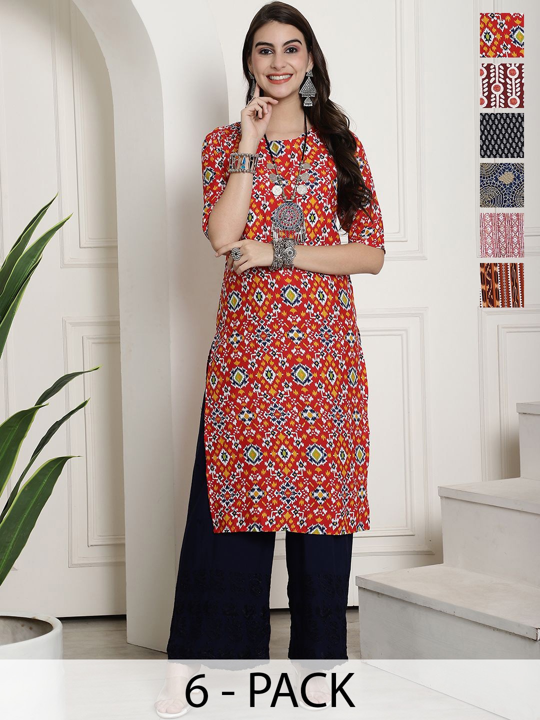 

7Threads Women Ethnic Motifs Printed Floral Crepe Kurta, Multi