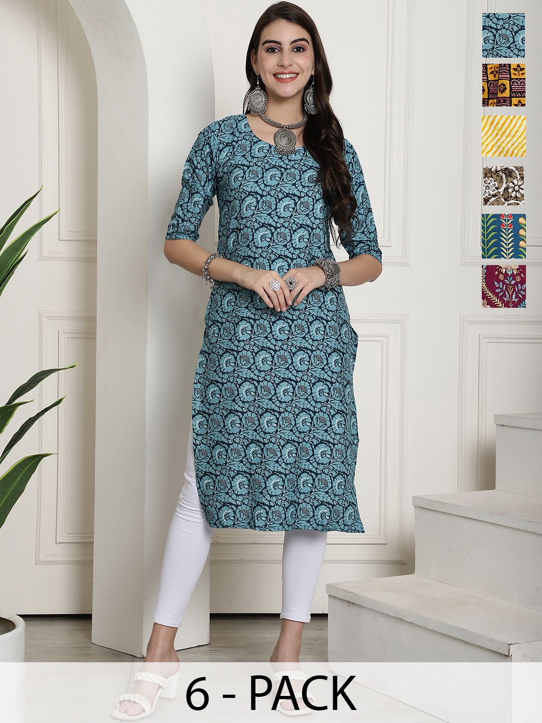 

7Threads Women Ethnic Motifs Printed Floral Crepe Kurta, Multi