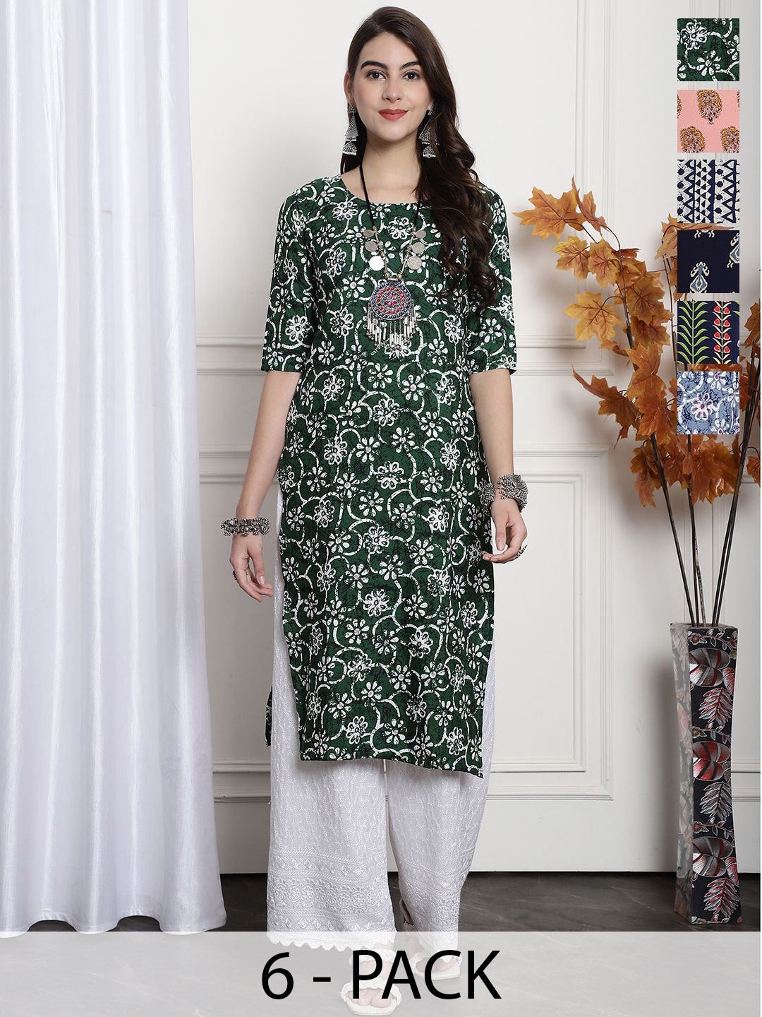 

7Threads Women Ethnic Motifs Printed Floral Crepe Kurta, Multi