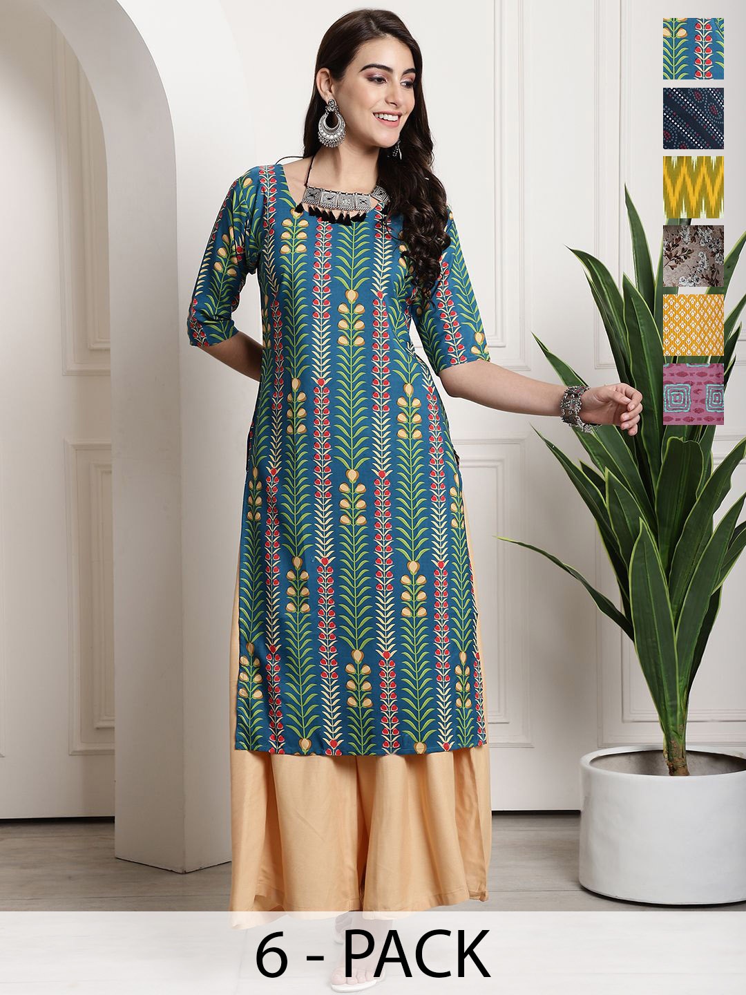 

7Threads Women Ethnic Motifs Printed Floral Crepe Kurta, Multi