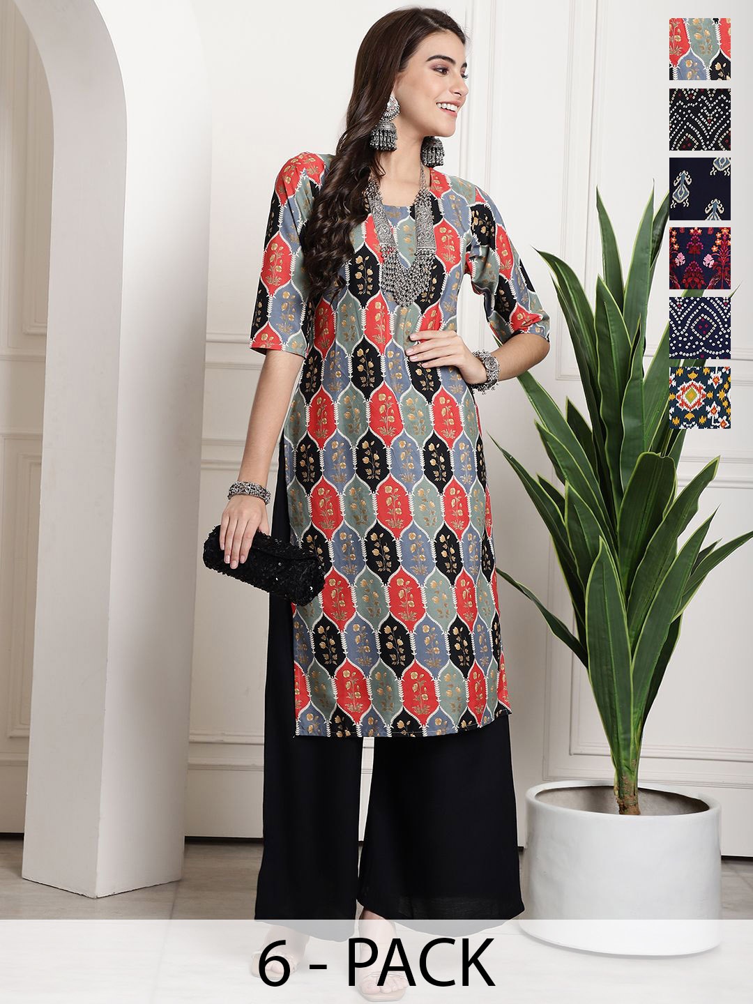 

7Threads Women Ethnic Motifs Printed Floral Crepe Kurta, Multi