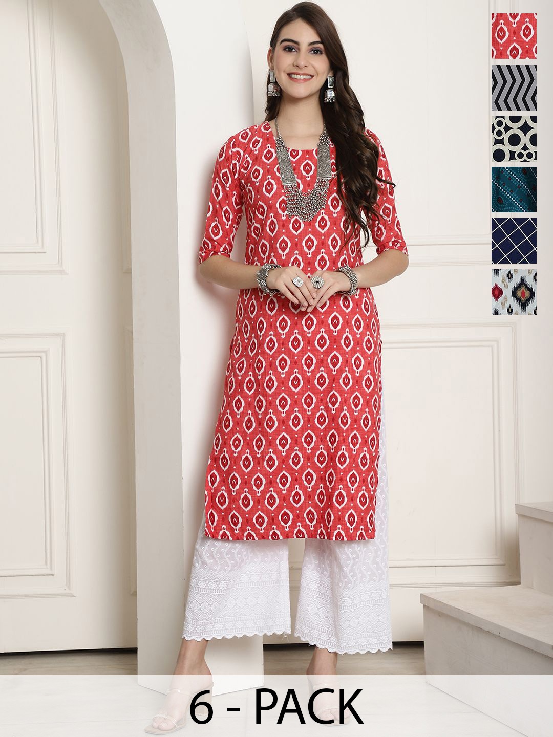 

7Threads Women Ethnic Motifs Printed Floral Crepe Kurta, Multi