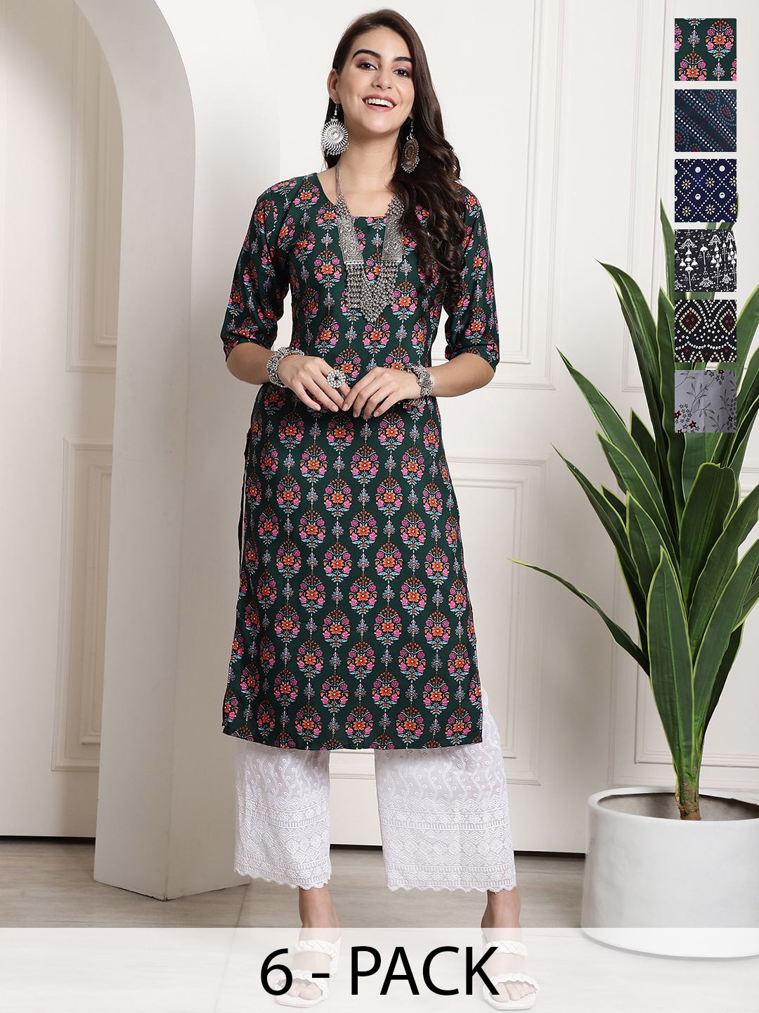 

7Threads Women Ethnic Motifs Printed Floral Crepe Kurta, Multi
